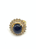Natural Star Sapphire Diamond Ring | 925 Sterling Silver Gold Polished Gemstone Ring