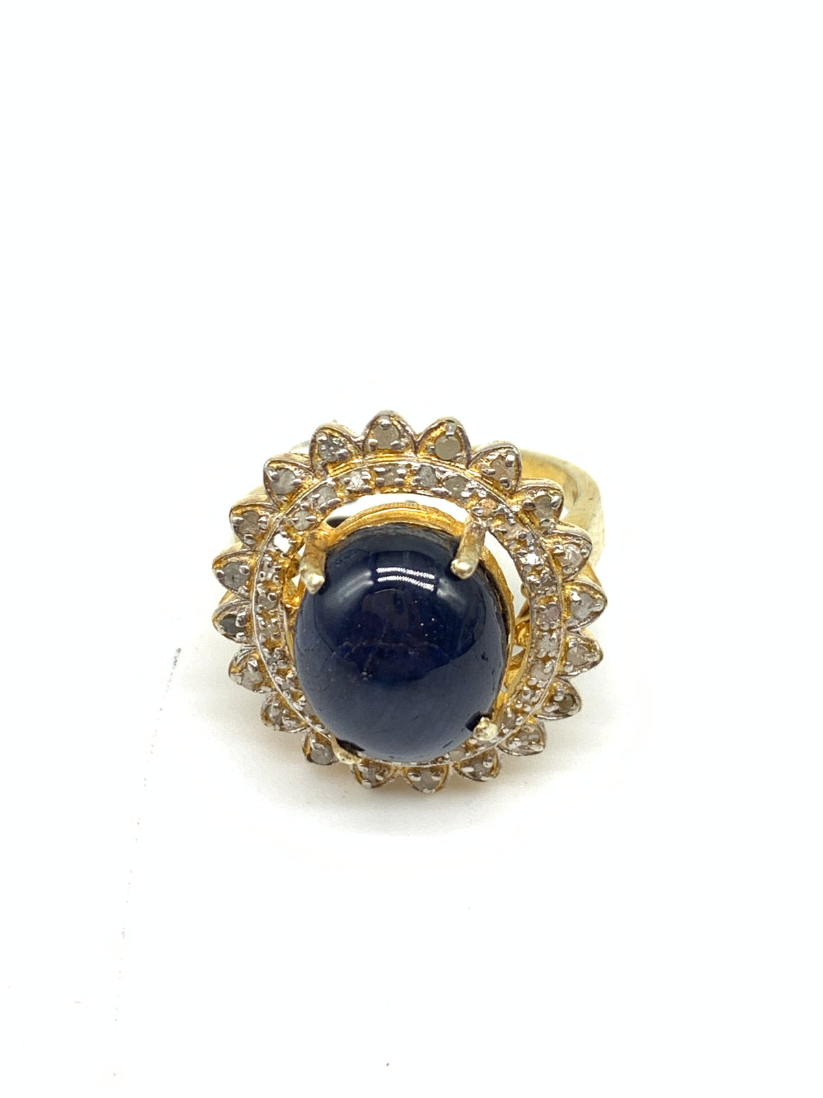 Natural Star Sapphire Diamond Ring | 925 Sterling Silver Gold Polished Gemstone Ring