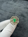 Oval Emerald Flower Cluster Diamond Ring