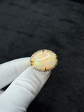 Natural Ethiopian Opal & Diamond Ring in 925 Sterling Silver | 10.30 Ct Oval Opal Statement Ring