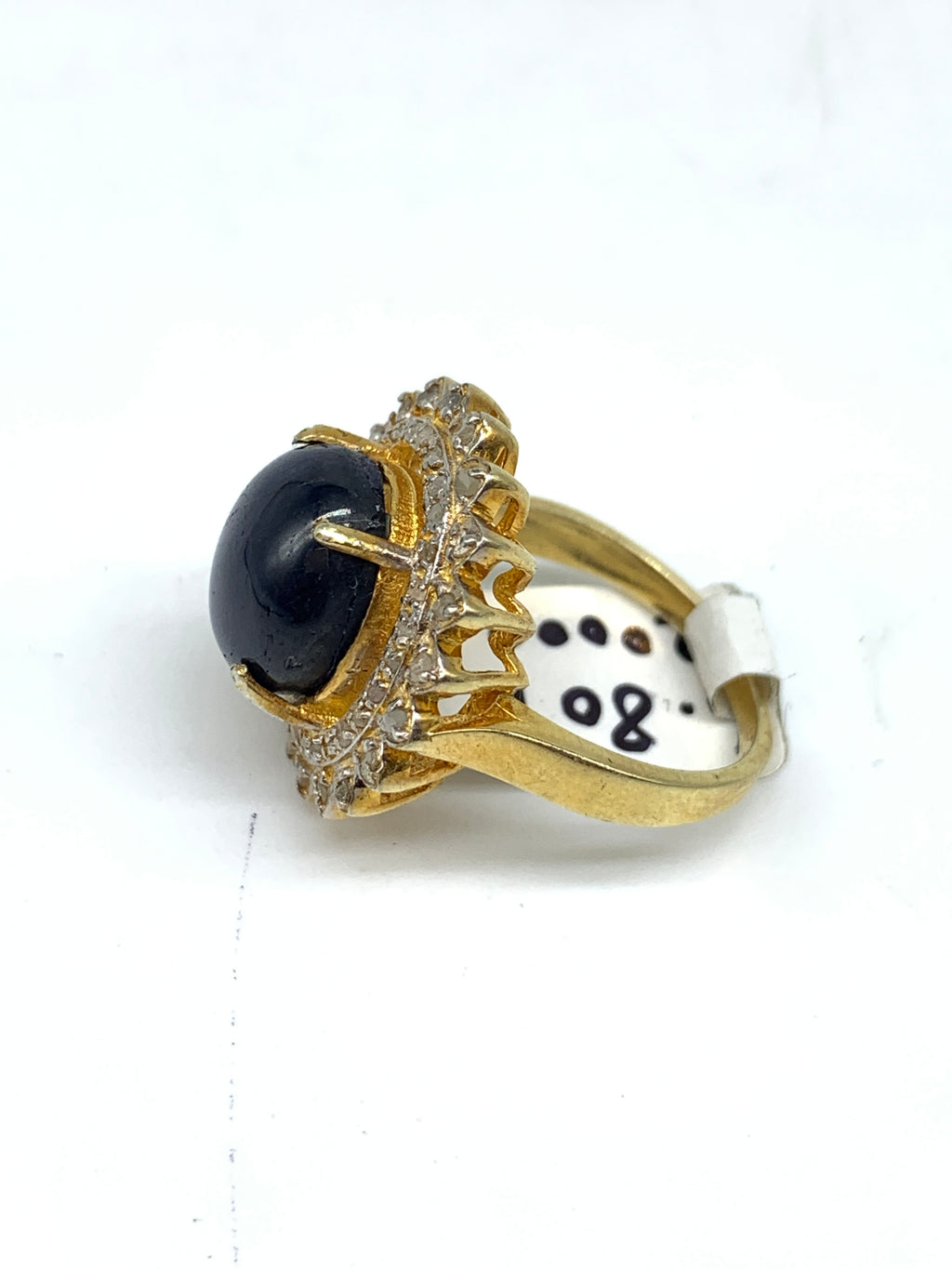 Natural Star Sapphire Diamond Ring | 925 Sterling Silver Gold Polished Gemstone Ring