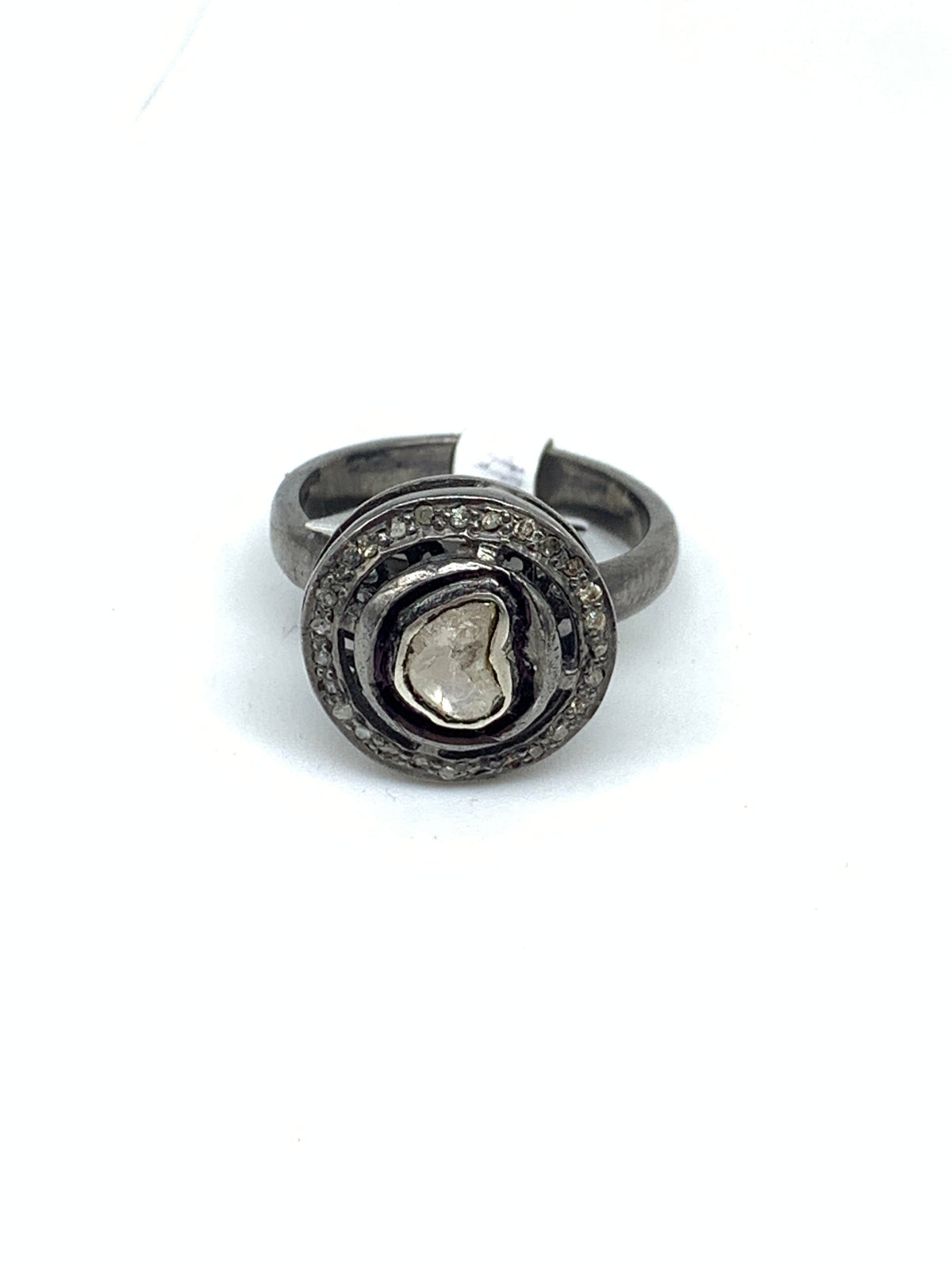 Natural Diamond & Diamond Polki Ring in 925 Sterling Silver | Luxury Designer Ring