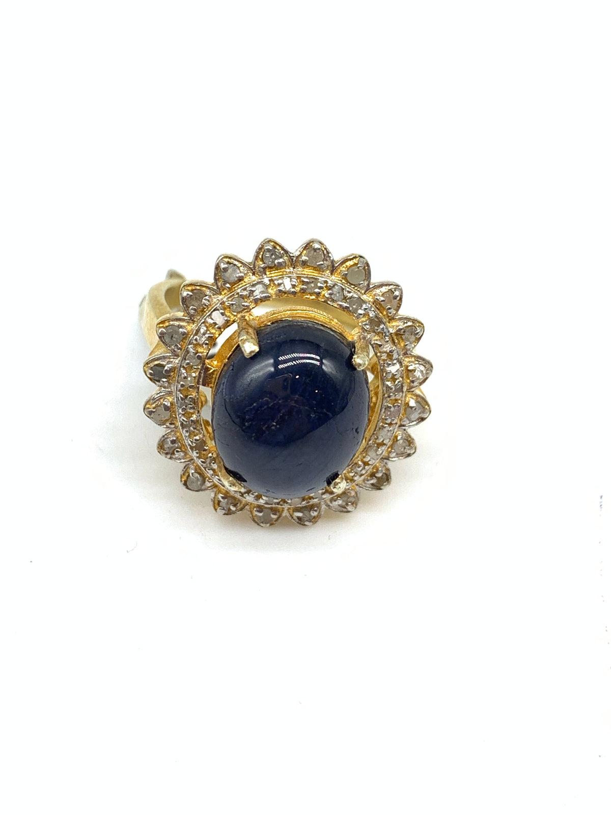Natural Star Sapphire Diamond Ring | 925 Sterling Silver Gold Polished Gemstone Ring