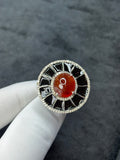 Spessartite Garnet & Black Enamel Medallion Ring with Diamonds (9.90 CT Garnet | 0.42 CTW Natural Diamonds)
