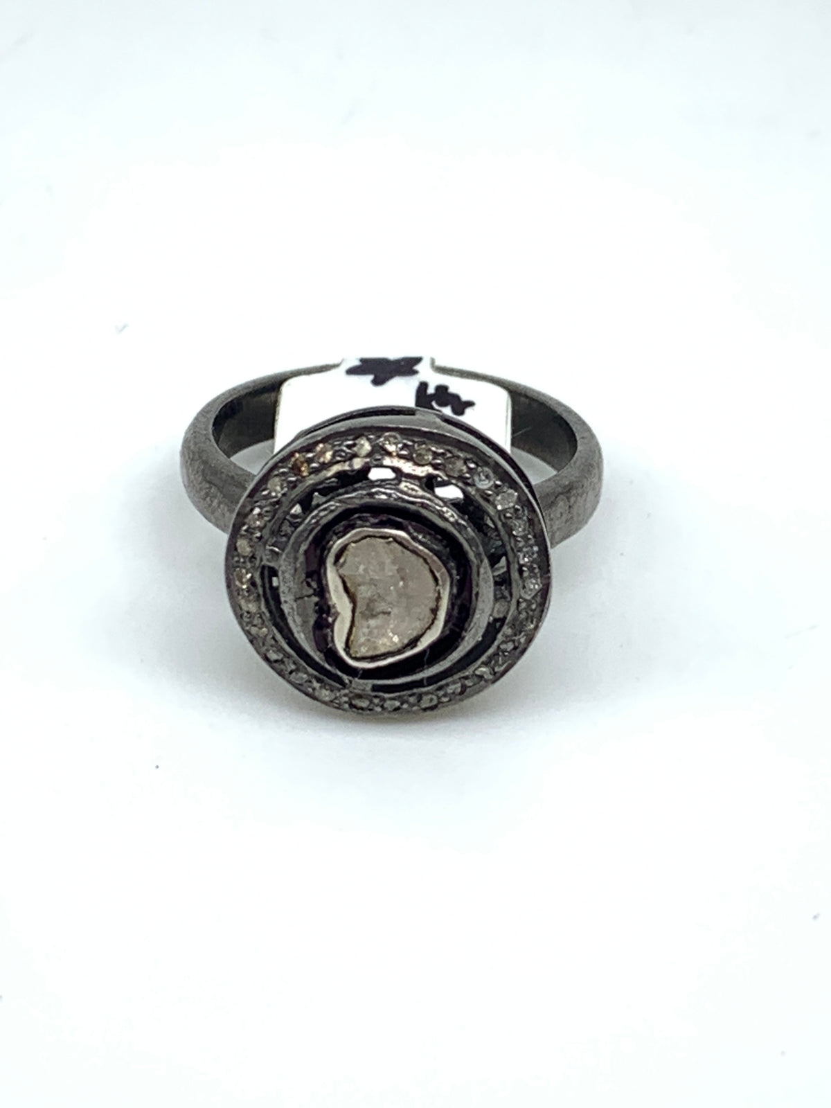 Natural Diamond & Diamond Polki Ring in 925 Sterling Silver | Luxury Designer Ring