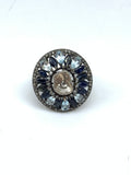 Diamond Polki, Blue Topaz or Blue Sapphire Ring in 925 Sterling Silver gemstone jewellery