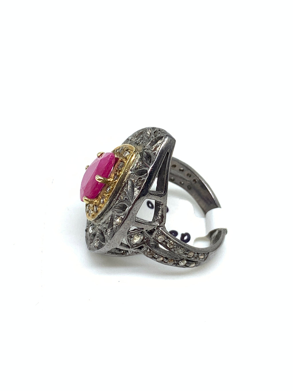Natural Ruby Diamond Ring in 925 Sterling Silver | Handmade Gemstone Ring