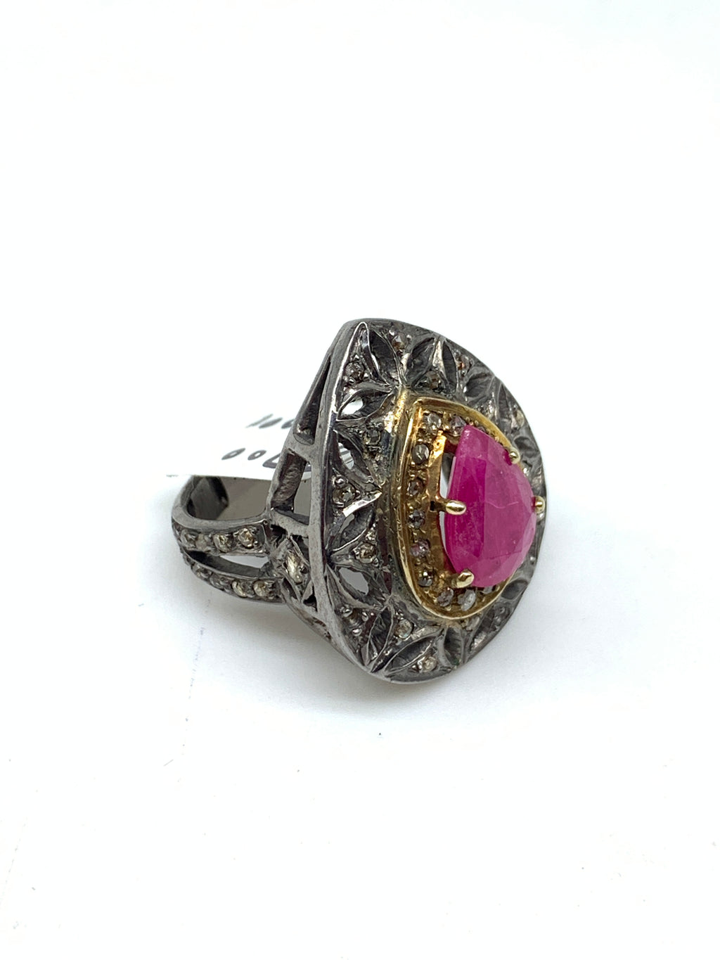 Natural Ruby Diamond Ring in 925 Sterling Silver | Handmade Gemstone Ring