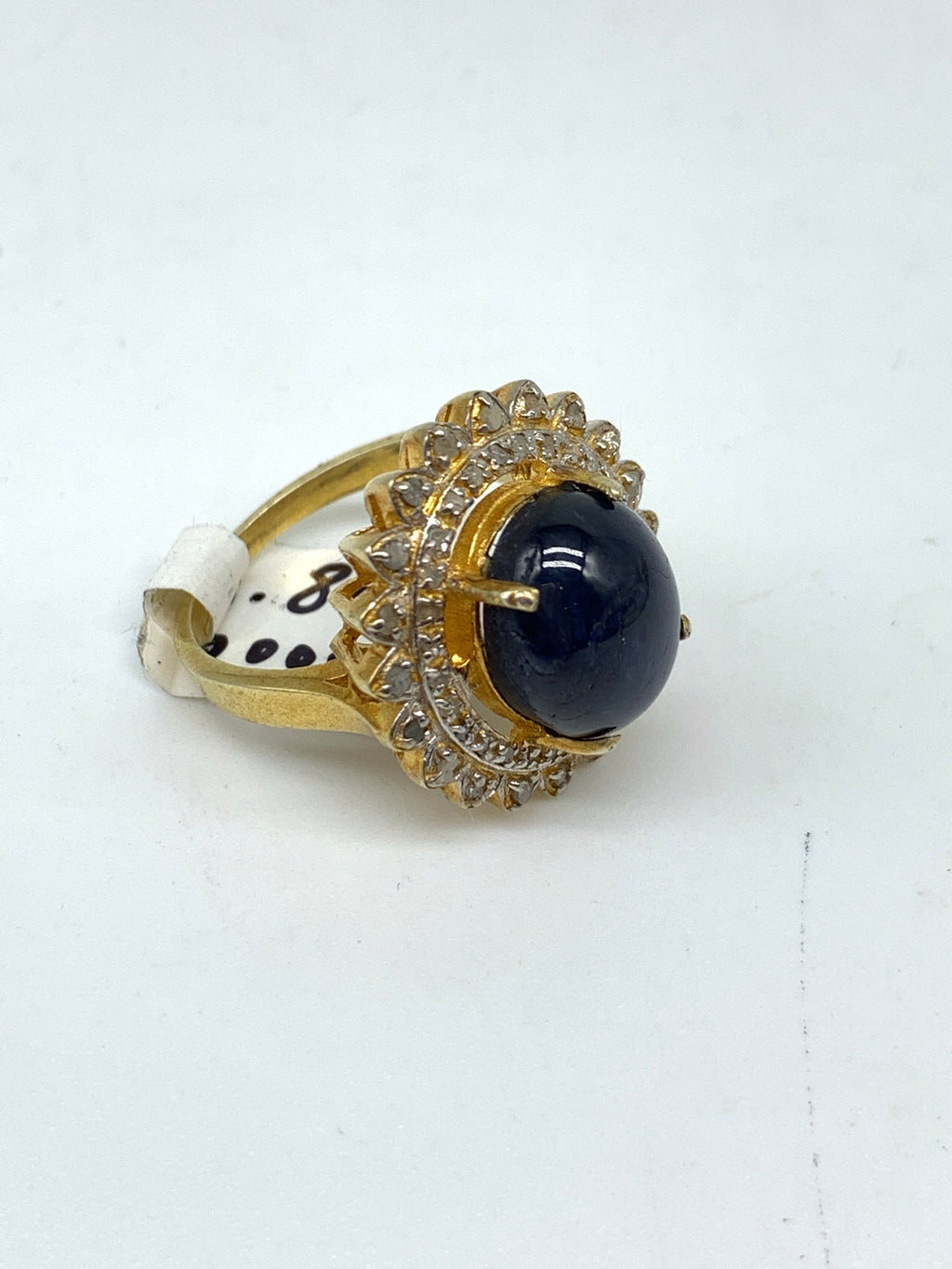 Natural Star Sapphire Diamond Ring | 925 Sterling Silver Gold Polished Gemstone Ring