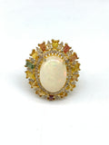 Natural Opal Multi Sapphire & Diamond Ring in 925 Sterling Silver | Luxury Gold Polished Gemstone Ring