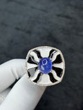 Natural Tanzanite Diamond Ring | 925 Silver Enamel Ring