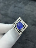 Natural Tanzanite Diamond Enamel Ring | 925 Silver Ring