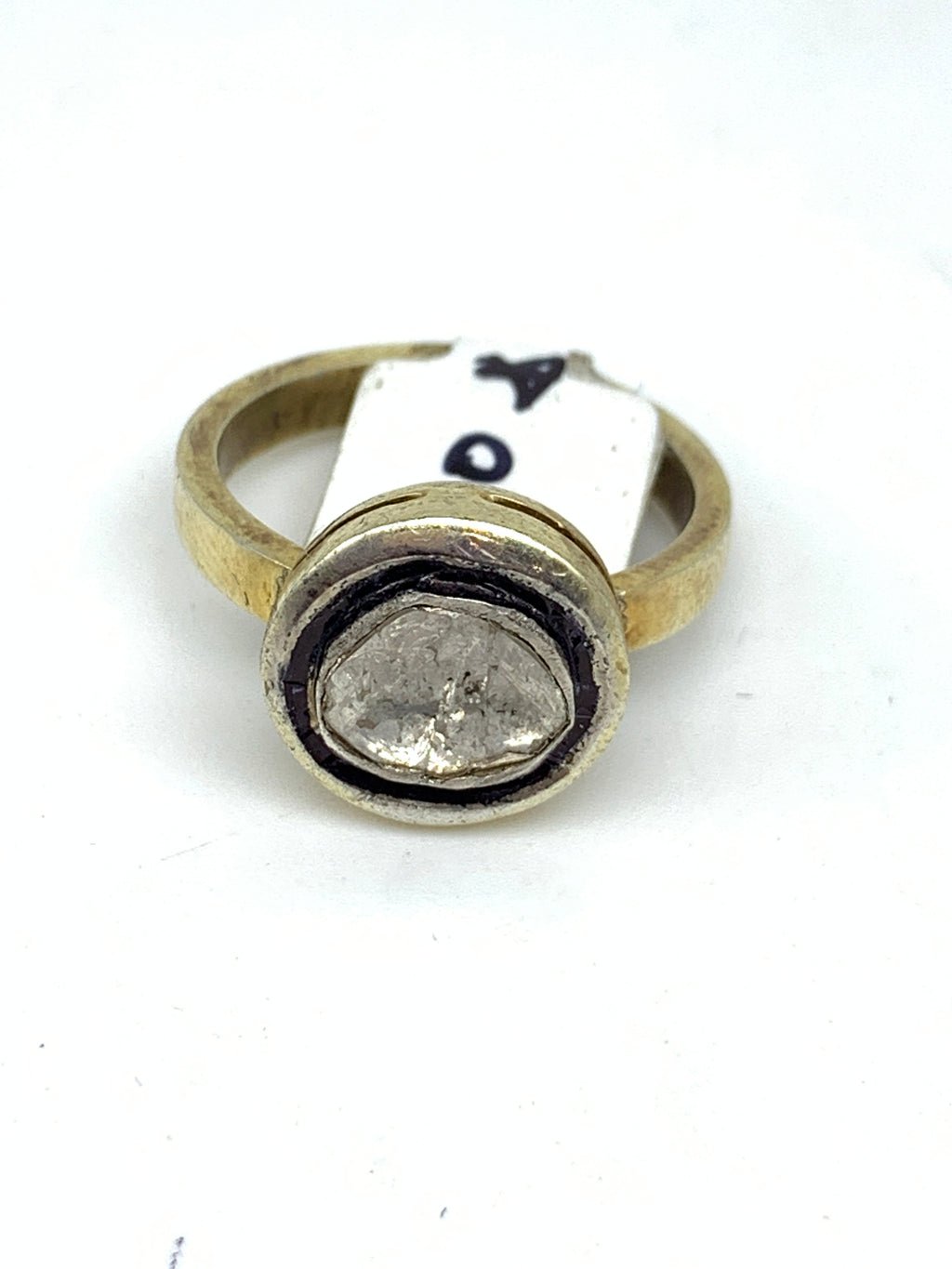Natural Diamond Stone Ring | 925 Sterling Silver Gold Colour Ring | Handmade Luxury Gemstone Jewellery | Statement Diamond Ring