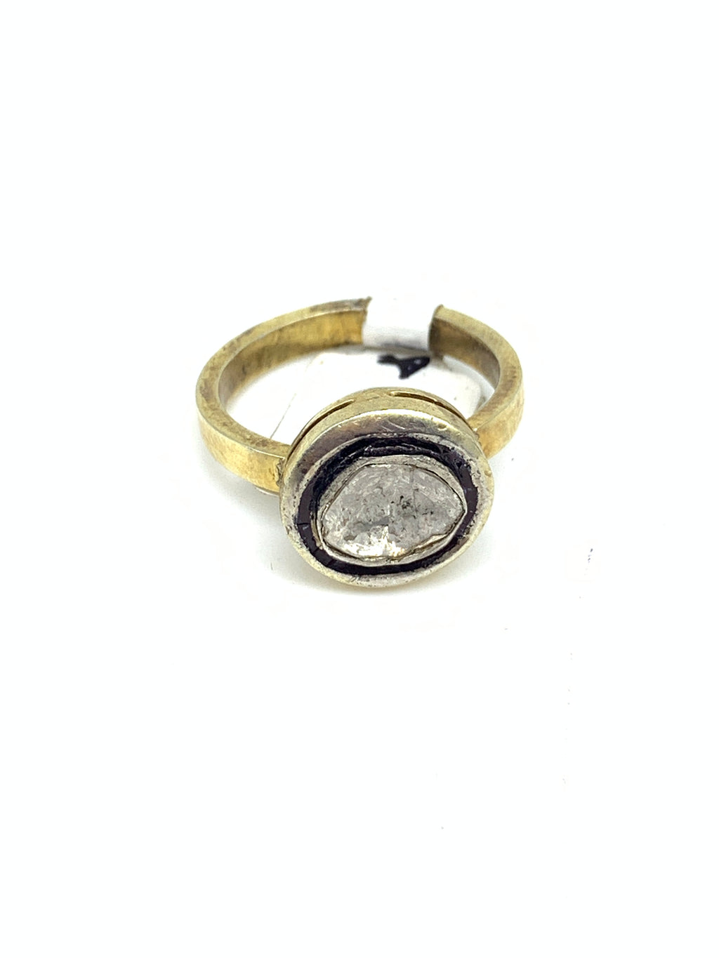 Natural Diamond Stone Ring | 925 Sterling Silver Gold Colour Ring | Handmade Luxury Gemstone Jewellery | Statement Diamond Ring