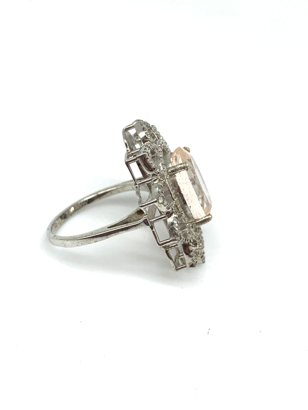 Natural Morganite Diamond Ring in 925 Sterling Silver Gemstone Jewellery